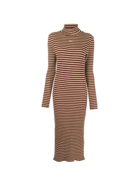 striped roll neck knitted dress