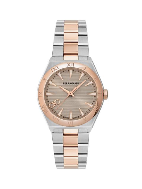 FERRAGAMO Women's Vega Upper East Stainless Steel Goldtone Bracelet Watch/28MM - Two Tone Rose Gold
