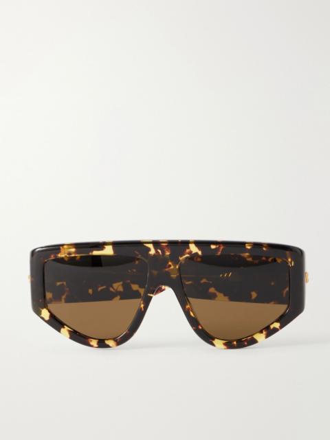 Bottega Veneta Ribbon Mask D-frame recycled-acetate sunglasses Brown