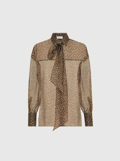 Brunello Cucinelli Dapple silk organza shirt with neck tie