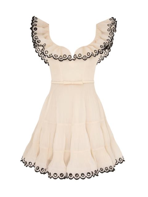 Zimmermann EMBROIDERED FRILLED MINI DRESS