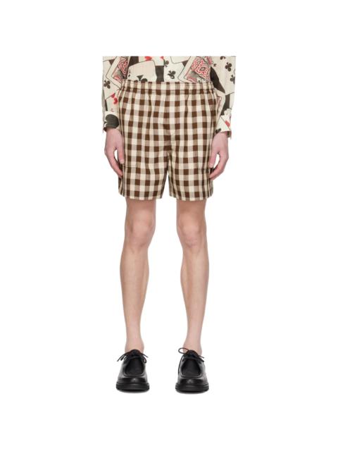 BODE Brown & White Gilbert Check Shorts