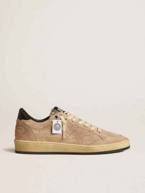 Golden Goose Women's Ball Star LTD in powder pink suede with Swarovski crystal tongue and shearling lining