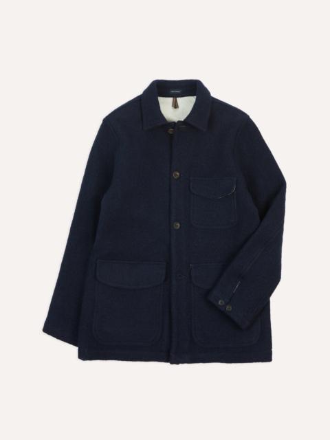 Drake's Navy Wool Three-Pocket Chore Jacket