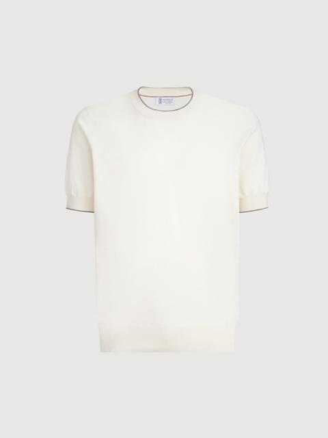 Brunello Cucinelli Cotton lightweight knit T-shirt with contrast details