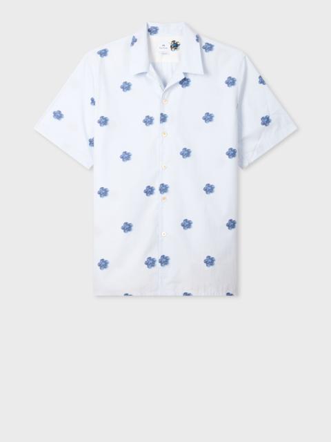 Paul Smith Light Blue 'Zine Floral' Print Cotton Shirt