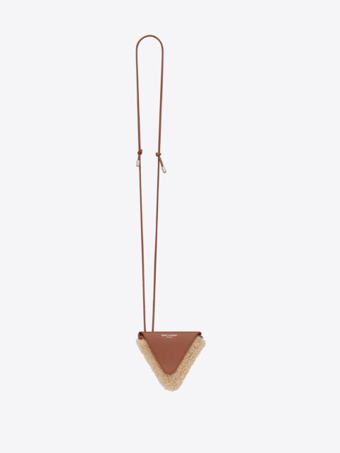 SAINT LAURENT saint laurent paris triangle coin purse necklace in smooth leather and shearling