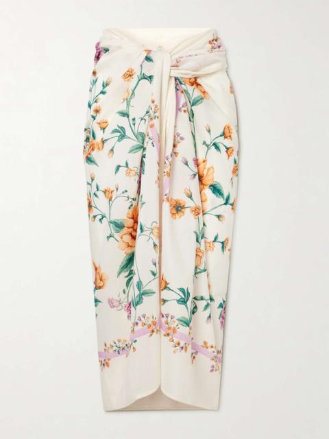 Agua by Agua Bendita Lavanda Chinesis floral-print cotton and silk-blend voile pareo White