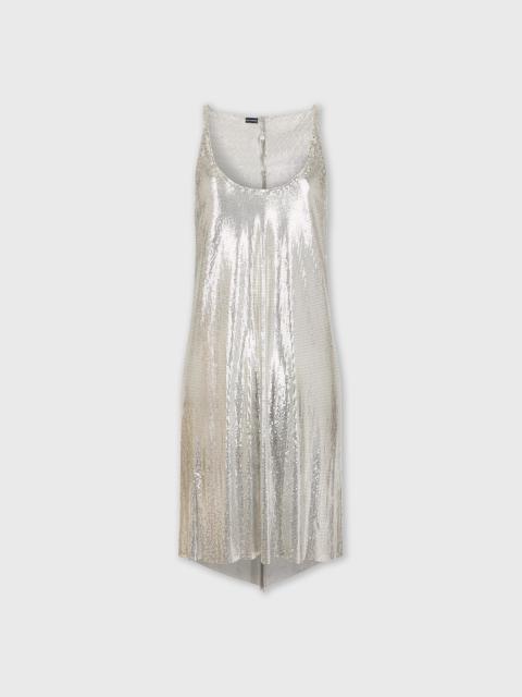 rabanne METALLIZED MESH DRESS SILVER