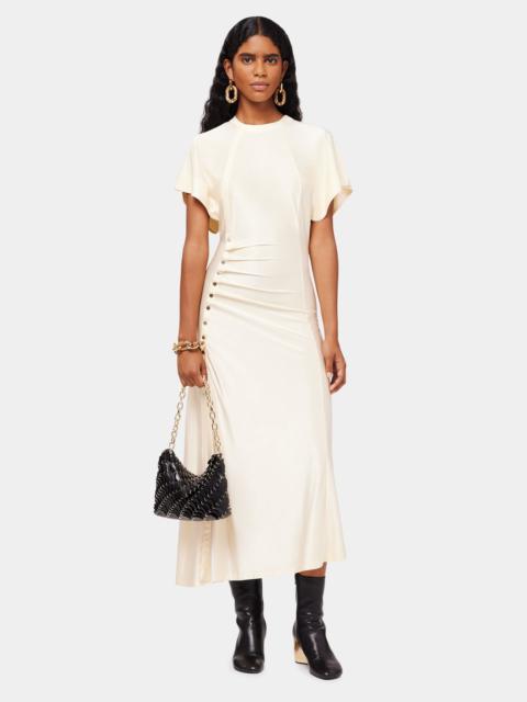 rabanne LONG CREAM DRAPÉ PRESSION DRESS