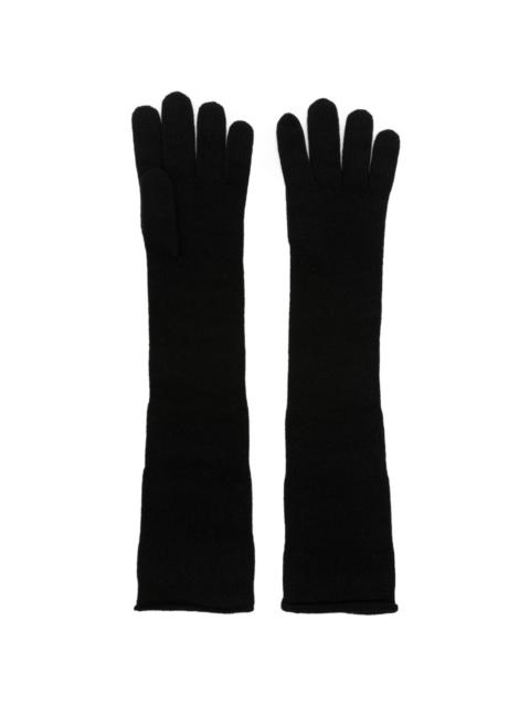 SAINT LAURENT logo-patch cashmere gloves
