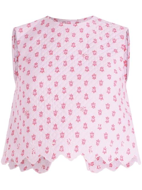 PATOU floral-print quilted crop top