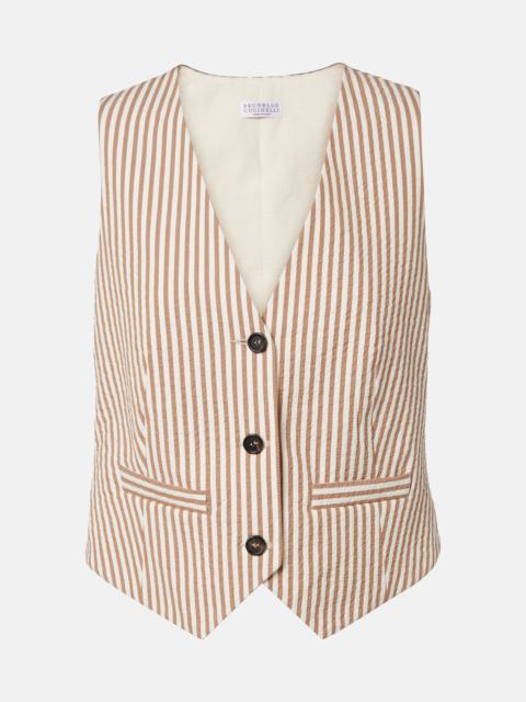 Brunello Cucinelli Striped cotton-blend vest