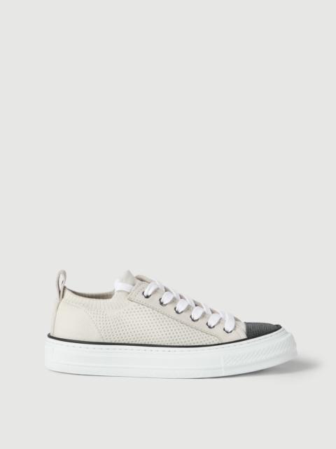 Brunello Cucinelli Cotton knit and suede sneakers with precious toe