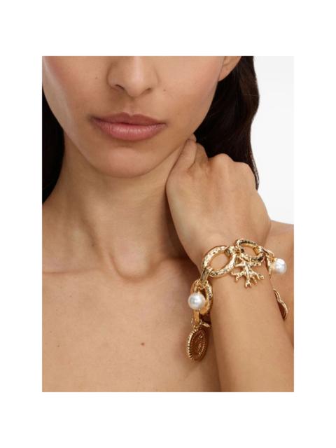 self-portrait charm-embellished hammered-effect bracelet
