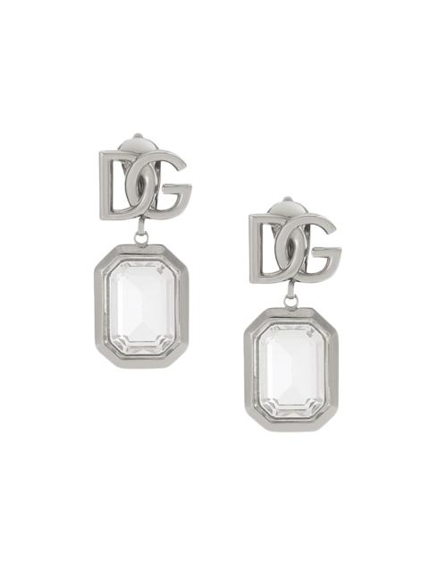 Dolce & Gabbana Women's Silvertone & Crystal Logo Drop Earrings - Silver