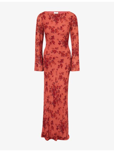 Esra Floral-Embroidered Woven Dress