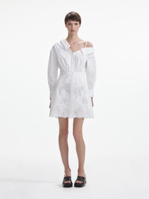 self-portrait White Cotton Lace Hem Mini Dress
