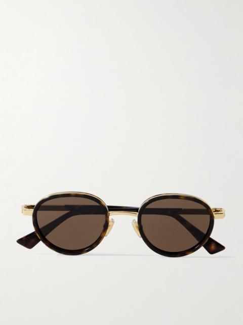 Bottega Veneta Panthos Round-Frame Tortoiseshell Recycled-Acetate and Gold-Tone Sunglasses Tortoiseshell