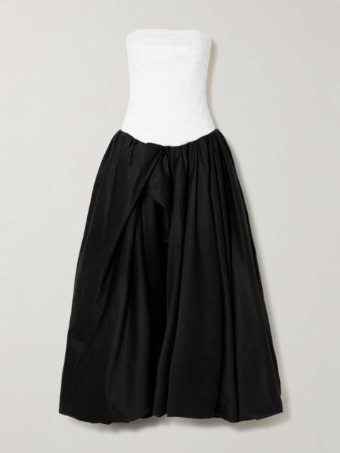 Aje. Violette strapless ruched cotton-poplin gown Black
