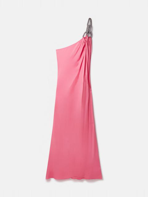 Stella McCartney Falabella Crystal Chain Double Satin One-Shoulder Gown