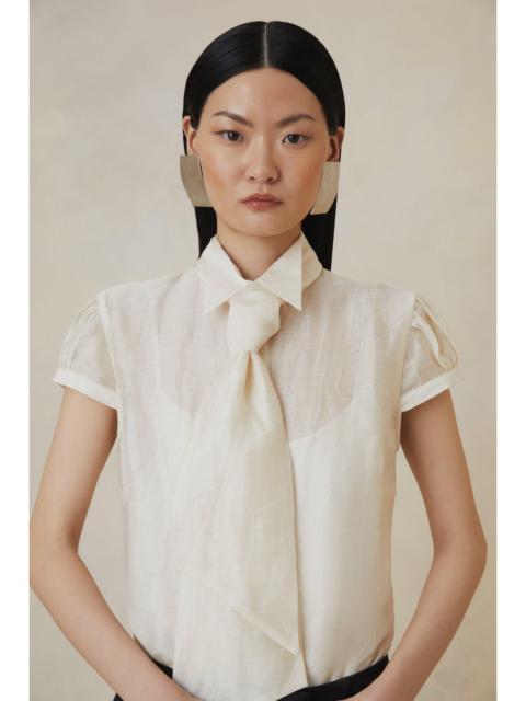 KAREN MILLEN Organza Woven Tie Neck Blouse
