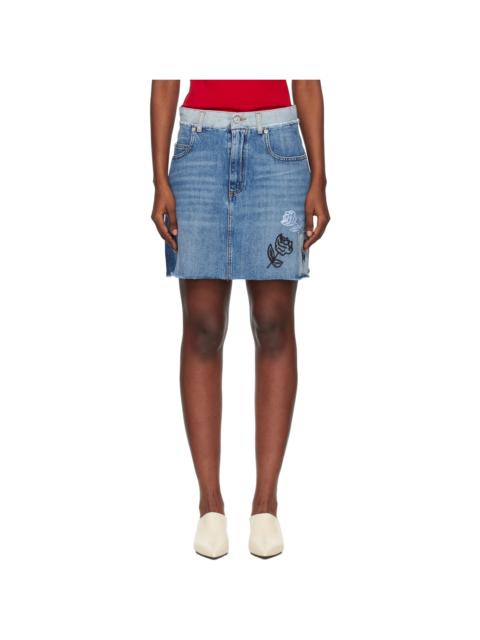 Marni Blue Stone Washed Patches Denim Miniskirt