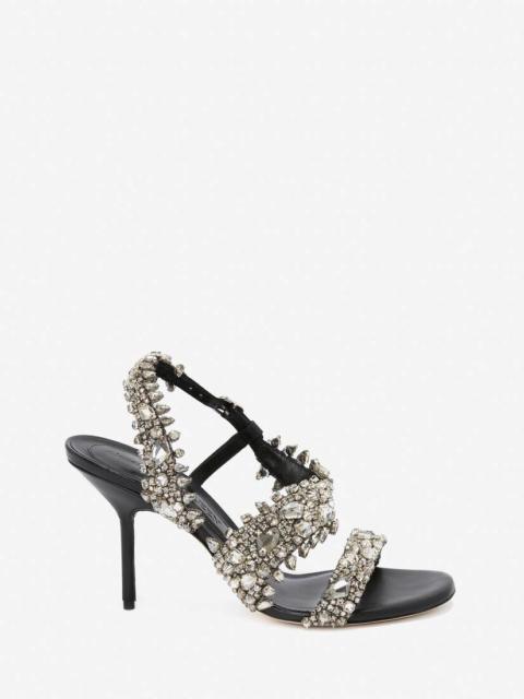 Alexander McQueen Embroidered Evening Sandal in Black/silver