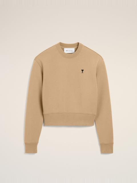 AMI Paris BEIGE COTTON SWEATSHIRT WITH AMI DE COEUR