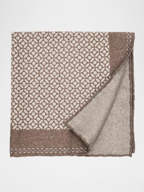 Brunello Cucinelli Men's Geometric-Print Silk Pocket Square