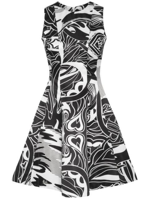 graphic-print duchesse mini dress