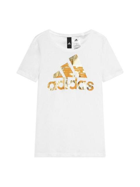 adidas (WMNS) adidas Metallic Logo Training Short Sleeve White CD1956