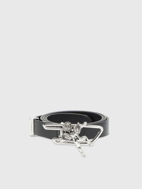 Diesel 2CM LEATHER BELT WITH CHERUB D OUTLINE BUCKLE