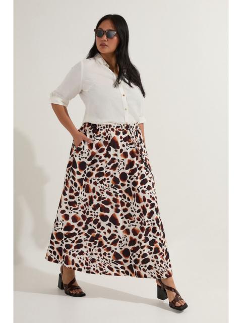 KAREN MILLEN Plus Size Premium Viscose Linen Tie Waist Woven Skirt