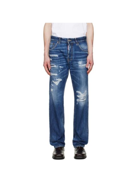 DSQUARED2 Blue Medium Ripped Wash 642 Jeans