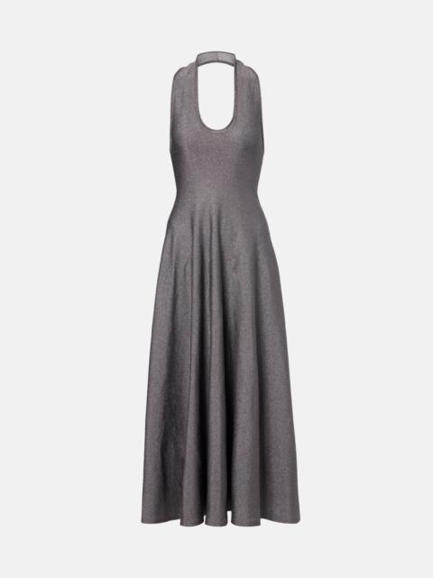 KHAITE Melina halterneck lamé maxi dress