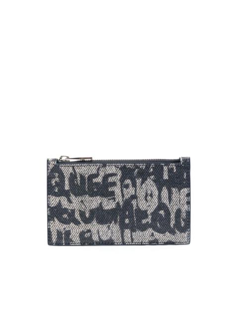 Alexander McQueen graffiti logo-print leather card holder