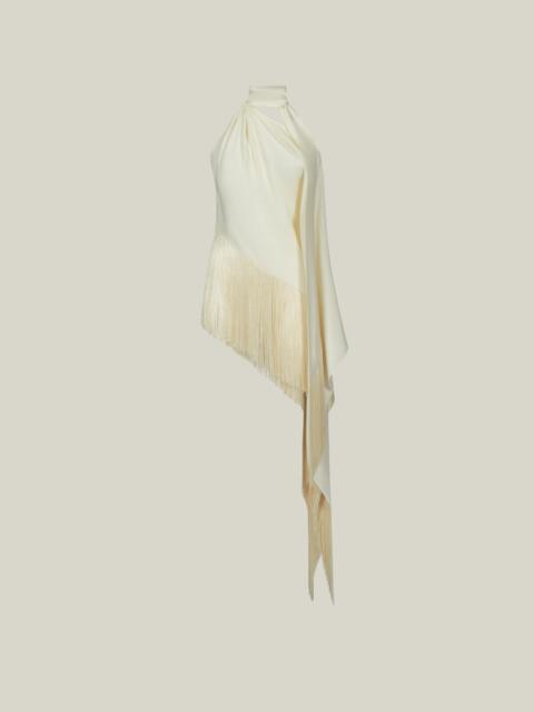 Taller Marmo Fringed Atlas Blouse in Ivory