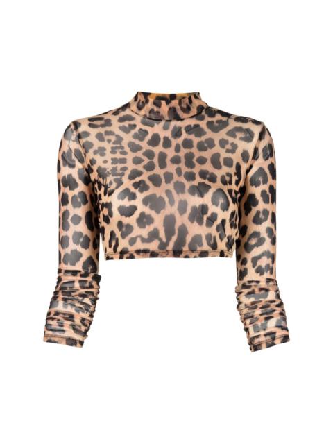 leopard-print cropped top