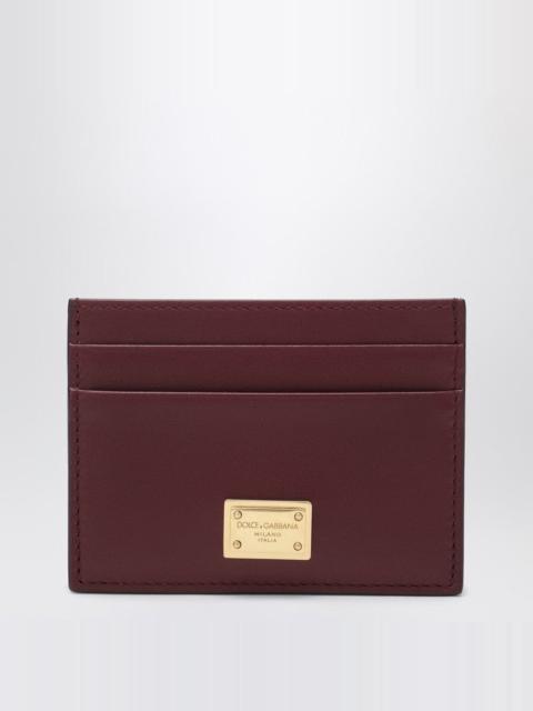 Dolce&Gabbana Bordeaux Leather Cardholder With Logo Plate Women