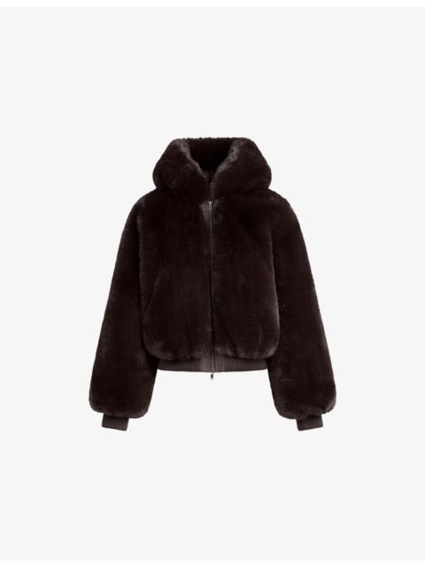 SKIMS Hooded Zip-Up Faux-Fur Jacket