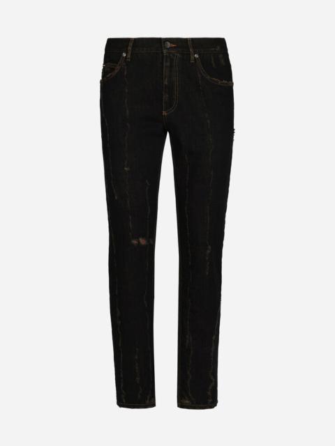 Dolce & Gabbana Overdyed regular fit jeans with subtle abrasions