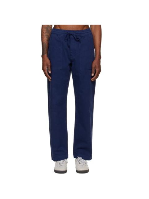 Merz b. Schwanen Navy Cotton Twill Drawstring Worker Trousers