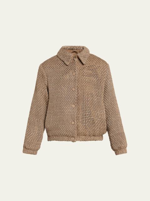 GIORGIO ARMANI Woven Leather Blouson Jacket