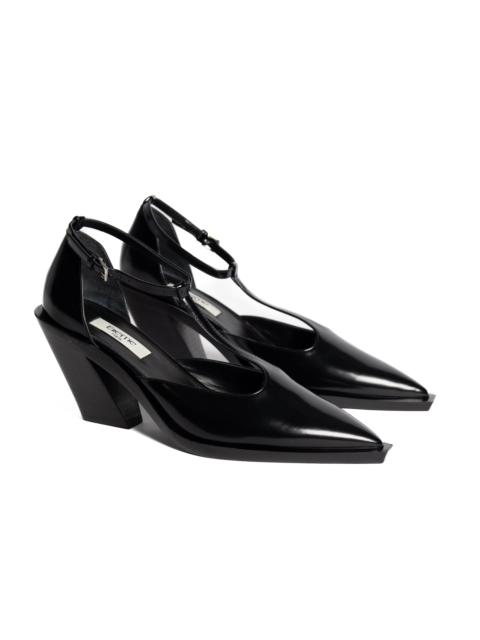 Elleme Eclair T-strap Mary Jane Semi Patent Black