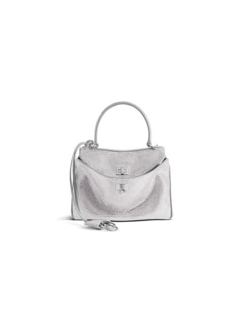BALENCIAGA Women's Rodeo Mini Handbag With Rhinestones  in Smoke Grey
