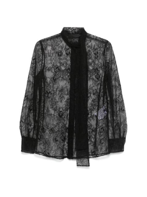 sheer-lace shirt