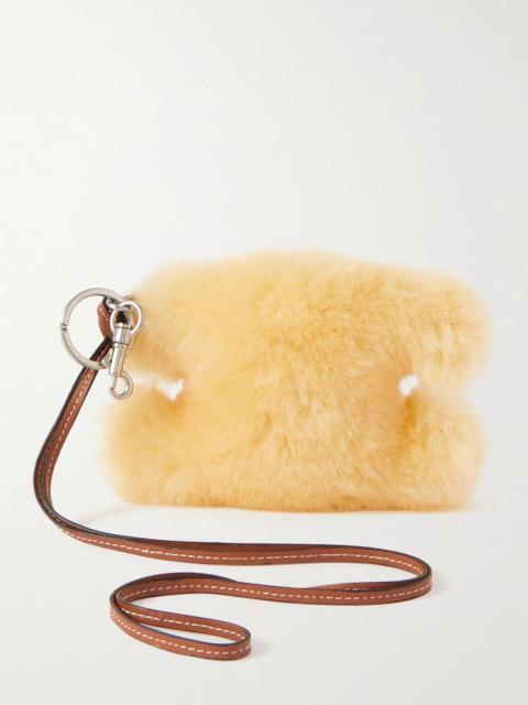 CELINE Triomphe Shearling and Leather Keyring Yellow