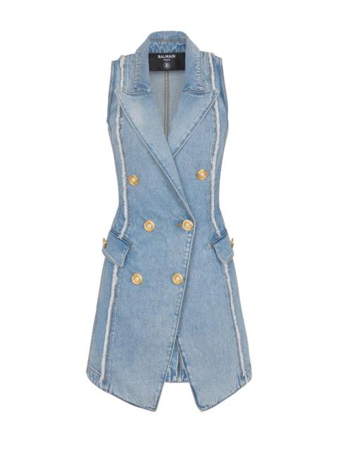 Balmain Raw Edge Denim Short Dress