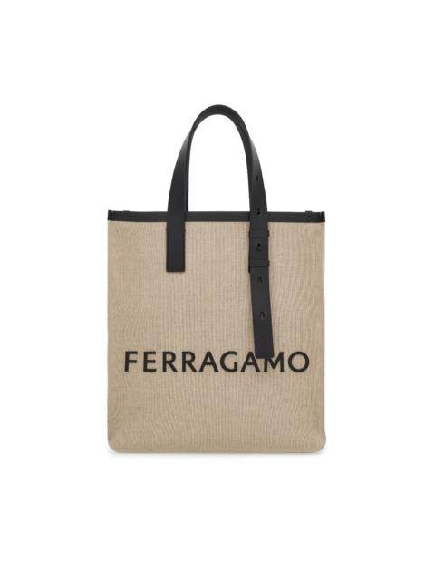 FERRAGAMO embossed-logo leather tote bag